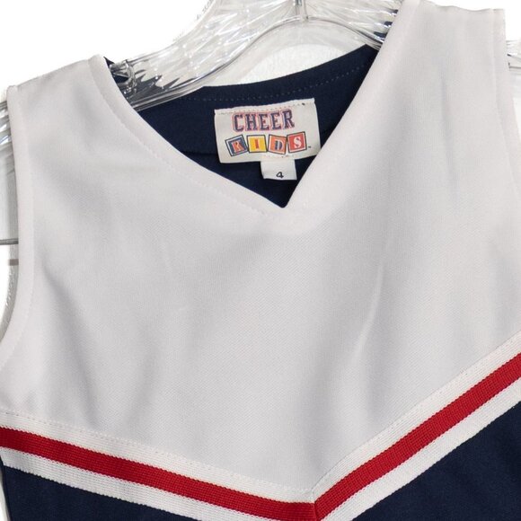 Cheer Kids Size 4 Girls Navy & White Cheerleading Outfit With Red Stripe Youth - Picture 2 of 6